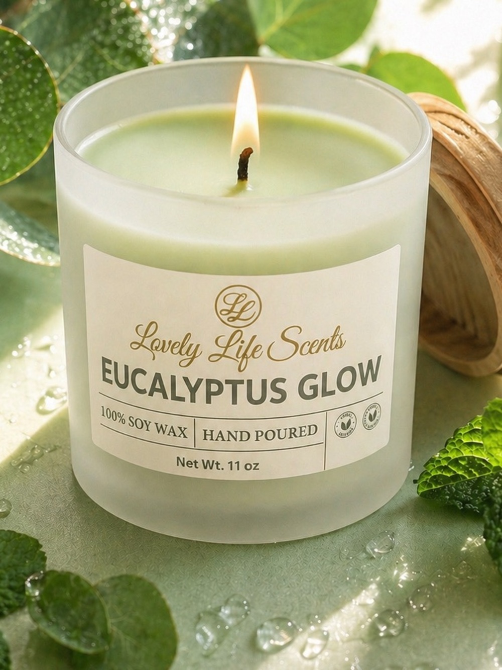 Eucalyptus Glow 11oz Premium Soy Wax Candle by Lovely Life Scents